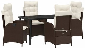 Conjunto de jantar para jardim com 5 peças e almofadas marrons em ratt