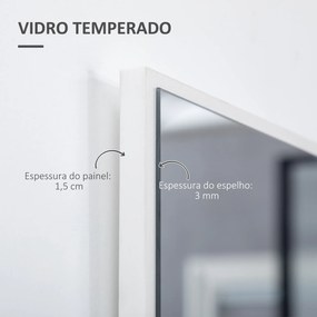 Espelho de Casa de Banho Retangular 104x60cm Espelho de Parede Decorativo e Moderno com Estrutura de Madeira para Dormitório Corredor Entrada Branco