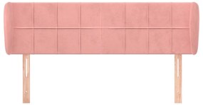 Cabeceira de cama c/ abas veludo 147x23x78/88 cm rosa
