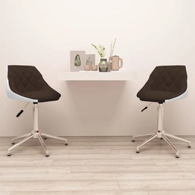 vidaXL Cadeiras de jantar giratórias 2 pcs couro art. castanho/branco