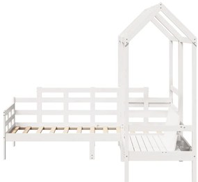 Conj. sofá-cama e banco c/ telhado 80x200cm pinho maciço branco