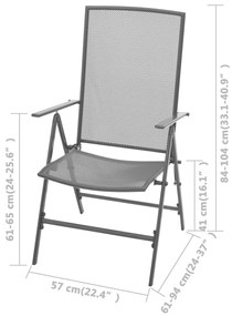 Cadeiras de jardim empilháveis 2 pcs aço cinzento