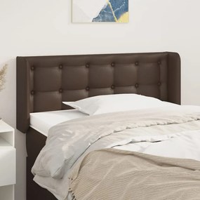 vidaXL Cabeceira cama c/ abas couro artificial 83x16x78/88 cm castanho