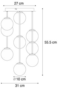 Plafond de design bronze com vidro bronze 9 luzes - Athens Design
