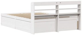 Estrutura cama c/ cabeceira 120x190 cm pinho maciço branco
