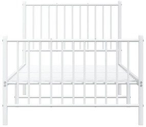 Estrutura de cama com cabeceira e pés 90x190 cm metal branco