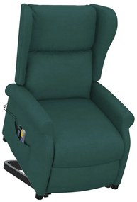 Poltrona elevatória de massagens tecido verde-escuro