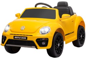 AIYAPLAY Carro Elétrico para Crianças Carro Elétrico Infantil Volkswagen Beetle com Bateria 12V Faróis Buzina e Música 97x56,5x46 cm Amarelo | Aosom Portugal