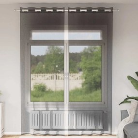 Cortinas de voile com ilhós 2 pcs preto 140x300 cm