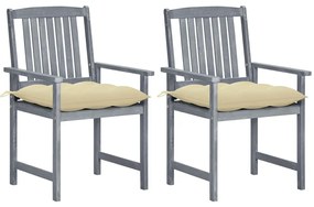 vidaXL Cadeiras de jardim com almofadões 2 pcs acácia maciça cinza