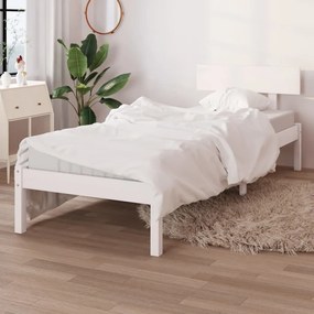 Estrutura de cama 90x200 cm pinho maciço branco