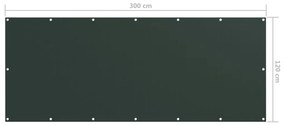 Tela de varanda 120x300 cm tecido Oxford verde-escuro