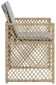 Cadeiras de jardim com almofadões 4 pcs vime PE bege misturado