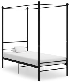 Estrutura de cama com dossel 100x200 cm metal preto