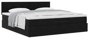 Estrutura de cama otomana com colchão 160x200 cm veludo preto