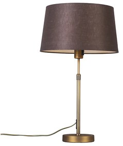 Candeeiro de mesa bronze com cúpula castanha 35 cm ajustável - Parte Moderno