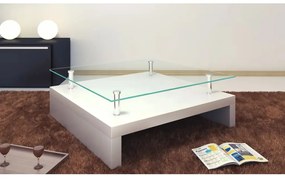 vidaXL Mesa de centro com tampo de vidro, branco