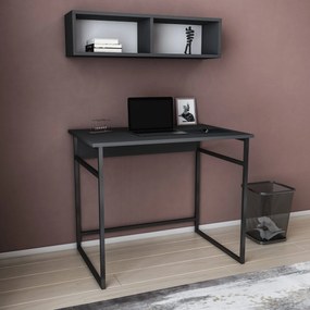 Secretária de Estudo Hussum - Preto Antracite - 90cm x 60cm x 75cm