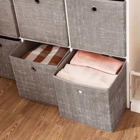 Conjunto de 6 caixas de arrumação 30 x 30 x 30 cm em tons de cinzento