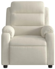 Poltrona de massagens reclinável veludo cor creme