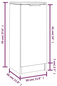 Aparadores 2 pcs 30x30x70 cm madeira processada carvalho fumado