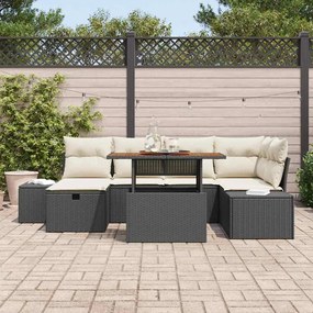 Conjunto de Jantar de Jardim com 7 Peças e Almofadas em Rattan Sintéti