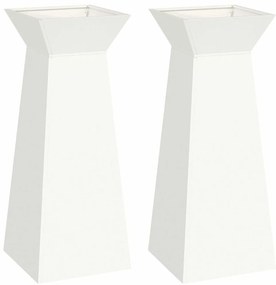Jardineiras de Pilar 2 pcs com Tigela Branca 40x40x100 cm Aço