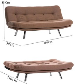 Sofá-Cama 3 Lugares Misa – Castanho Claro – 180x110 cm