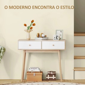 Mesa Consola Moderna Consola de Entrada Estreita com 2 Gavetas para Corredor Entrada Sala ou Dormitório 86x35x75 cm Carvalho