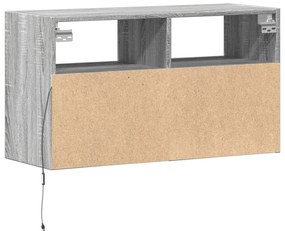 Móvel de parede p/ TV c/ luzes LED 80x31x45 cm cinzento sonoma