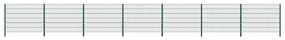 vidaXL Painel de vedação com postes de ferro 1212x120 cm verde