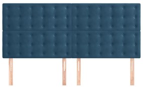 Cabeceira de cama 4 pcs veludo 100x5x78/88 cm azul-escuro