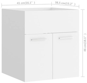 2 pcs conj. móveis de casa de banho derivados de madeira branco