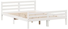 Cama com estante sem colchão 160x200 cm pinho maciço branco