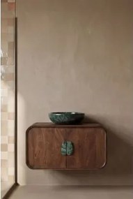 Conjunto De Móvel De Casa De Banho Em Madeira De Manga E Pedra Natural Kivalina Mármore Verde Udaipur - Madeira De Manga Escura - Sklum