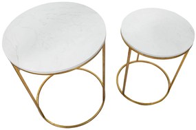 CONJUNTO DE 2 MESAS DE APOIO Ø 52X63-42X53 CM DOURADO E BRANCO