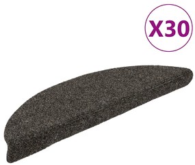 vidaXL Tapetes de escada autoadesivos 30 peças 56x17x3 cm antracite meia-lua