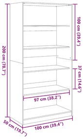 Roupeiro 100x50x200 cm contraplacado carvalho sonoma