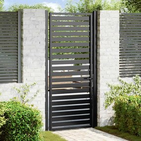 vidaXL Portão de jardim com fechadura Preto 100x200 cm Alumínio