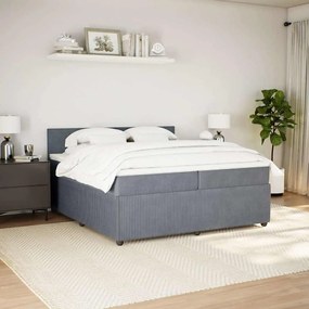 Cama com molas/colchão 200x200 cm veludo cinzento-escuro