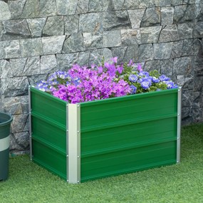 Caixa de Plantio de Aço com Luvas Caixa de Plantio Retangular para Cultivos de Plantas Flores para Terraço Jardim 66x47x40cm Verde