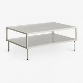 Mesa De Centro Retangular Em Aço E Vidro Paoline Verde Cáqui - Sklum