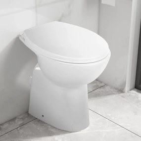 vidaXL Sanita alta sem rebordo fecho suave cerâmica branco