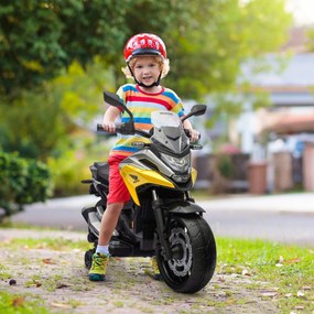 Moto Elétrica 12 V para Crianças 3-6 anos, 107 x 46 x 75 cm, Licenciada pela Honda Amarela