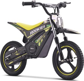Mota elétrica infantil ROOKIE X 24V (14"), bateria de lítio, motor de 250 W, travão de disco Verde Amarelada