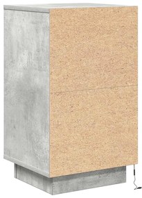 Mesa de cabeceira com luzes LED 38x34x65 cm cinzento-cimento