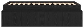 Estrutura de Cama de Armazenamento Carvalho Preto 75x190 cm