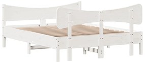Cama sem colchão 140x200 cm madeira de pinho maciça branco