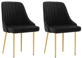 vidaXL Cadeiras de jantar 2 pcs veludo preto