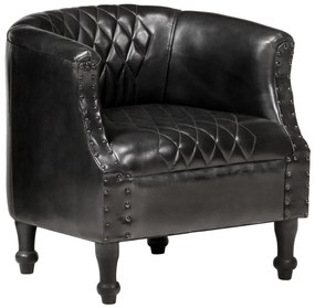 vidaXL Poltrona 62x58x65 cm couro genuíno preto